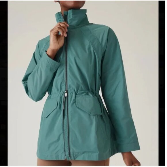 NWT Athleta Westerly Jacket Size Medium Deep Ocean Teal Anorak Rain Coat - Picture 1 of 16